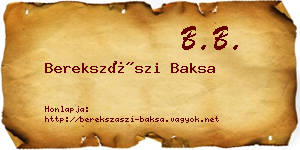 Berekszászi Baksa névjegykártya